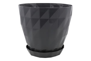 Вазон д/квітів Кристал 3,25л антрацит з підставкою Серінова