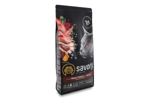 Корм д/стерилізованих котів з індичкою та качкою сухий 2кг Savory
