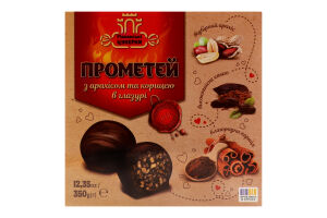Цукерки з арахісом і корицею в глазурі Прометей Рівненські цукерки к/у 350г