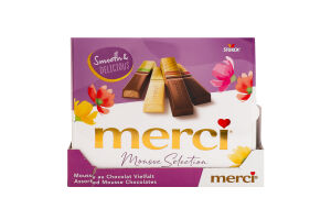Набор конфет шоколадных ассорти с начинкой из мусса Mousse selection Merci к/у 140г