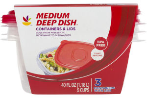 Ahold Medium Deep Dish Containers & Lids - 3 CT