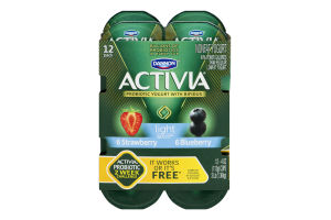 Dannon Activia Light Probiotic Nonfat Yogurt with Bifidus Variety Pack - 12 PK