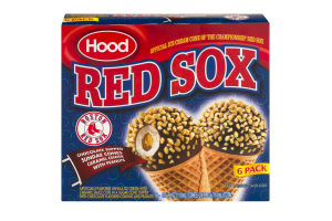 Hood Red Sox Chocolate Dipped Sundae Cones Caramel Center with Peanuts - 6 CT