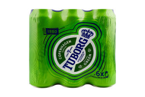 Пиво 6х500мл 4.6% светлое пастеризованное Original Green Tuborg м/у