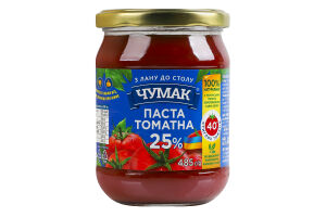 Паста томатная 25% пастеризованная Чумак с/б 485г