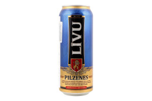 Пиво 0.5л 4.4% светлое пастеризованное Pilzenes Livu ж/б