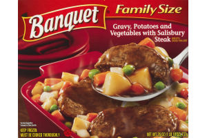 Banquet Gravy, Potatoes and Vegetables with Salisbury Steak Family Size