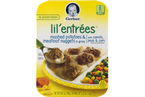 Gerber Lil' Entrees Mashed Potatoes & Meatloaf Nuggets in Gravy with Carrots, Peas & Corn