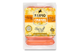 Сосиски из мяса птицы Вкусные Ранчо 1с лоток 0.275кг