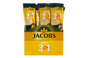 Напиток кофейный растворимый с сахаром и подсластителями 3в1 Латте Jacobs м/у 13г