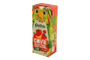 Сік з м'якоттю із суміші фруктів "Смузі яблуко-вишня-банан-полуниця" стерилізований ТМ "Galicia"