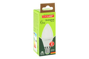 Лампа светодиодная 6W E14 3000К Ecological Eurolamp 1шт