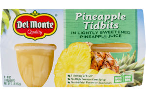 Del Monte Pineapple Tidbits Cups - 4 CT