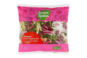 Салат листовий свіжий мікс з руколою митий ТМ «Зелена Країна» 120г