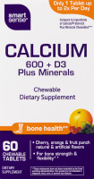 Smart Sense Calcium 600 + D3 Plus Minerals Dietary Supplement Chewable Tablets - 60 CT