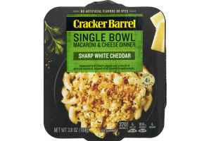 Cracker Barrel Single Bowl Macaroni & Cheese Dinner Sharp White Cheddar