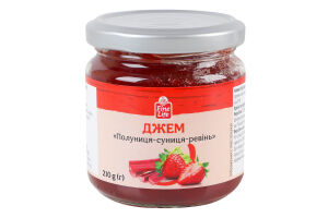 Джем стерилизованный Клубника-земляника-ревень Fine Life с/б 210г