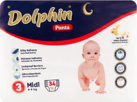 Підгузки-трусики міді 3 4-9кг 34шт Долфін