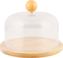 Таця бамбук кругла пластикова кришка 15см