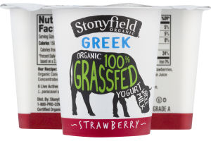 Stonyfield Organic Greek 100% Grassfed Whole Milk Yogurt Strawberry
