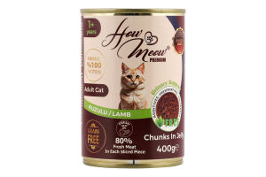 Корм д/дорослих котів з ягням 400г ж/б How Meow