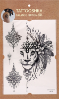 Тату Tattooshka Лев графічний з мандалою