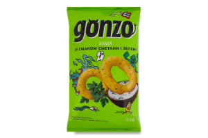 Кільця кукурудзяні зі смаком сметани та зелені Gonzo м/у 75г