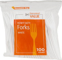 Guaranteed Value Heavy Duty Plastic Forks White - 100 CT