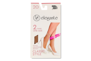 Шкарпетки жіночі Elegante Classic style 20den 23-25 natural 2пари