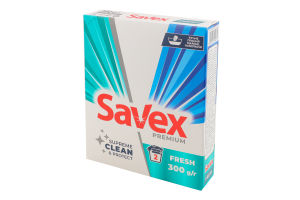 Средство моющее порошкообразное для стирки белых и цветных тканей Fresh Premium Savex 300г