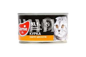 Паштет мясной для взрослых котов Курица Carnie ж/б 100г