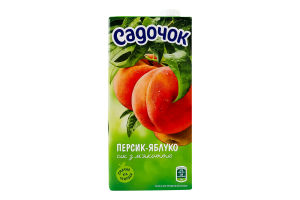 Сок с мякотью пастеризованный Персик-яблоко Садочок т/п 950мл