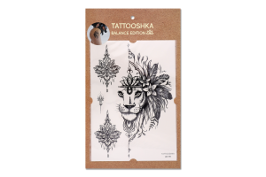 Тату Tattooshka Лев графічний з мандалою
