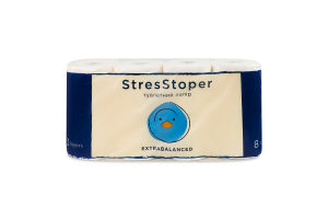 Папір туалетний білий 3-х шаровий StresStoper Кохавинська папірня 8шт