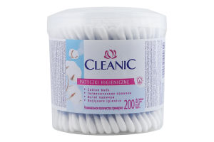 Палички ватні Cleanic Класік 200шт кругла упаковка