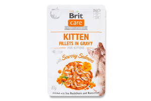 Корм д/кошенят з філе лосося в соусі 85г пауч Бріт Кеа