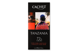 Шоколад Tanzania екстра чорний 72%какао 100г Cachet
