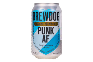Пиво 0.33л 0.5% безалкогольное светлое фильтрованное пастеризованное Punk AF Brewdog ж/б
