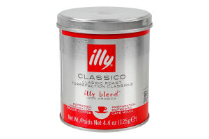 Кава натуральна мелена середнє обсмаження Classico Illy з/б 125г