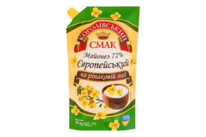 Майонез 72% на рапсовом масле Европейский Королівський смак д/п 500г