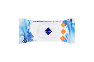 Премія Серветки вологі антибактеріальні з Д-пантенолом, з клапаном 120 шт (9шт/ящ)