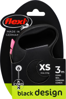 Рулетка для собак розовый трос 3м/8кг XS №FL033210 Black Design Flexi 1шт