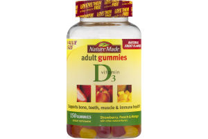 Nature Made Adult Gummies Vitamin D3 Strawberry, Peach & Mango - 150 CT