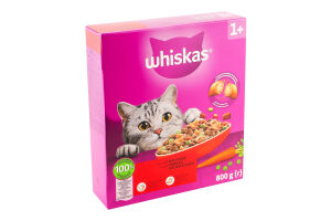 Корм сухой полнорационный для взрослых котов С говядиной Whiskas к/у 800г