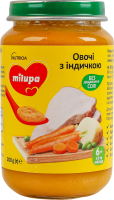 Пюре овочево-м'ясне для дітей від 6міс Овочі з індичкою Milupa с/б 200г
