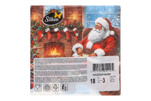 Серветки паперові Санта перед каміном 33*33см 3шари 18шт Silken