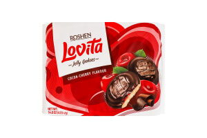 Печиво здобне з какао та желейною начинкою зі смаком вишні Lovita Jelly Cookies Roshen м/у 420г