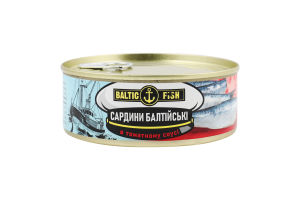 Сардини Балтійські в томатному соусі 240г ж/б з ключем Baltic Fish