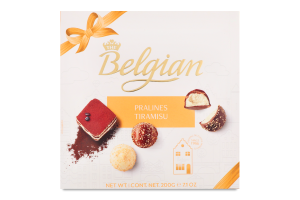 Конфеты шоколадные с пралине со вкусом тирамису The Belgian к/у 200г
