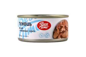 Тунец филе в собственном соку Best Time ж/б 185г